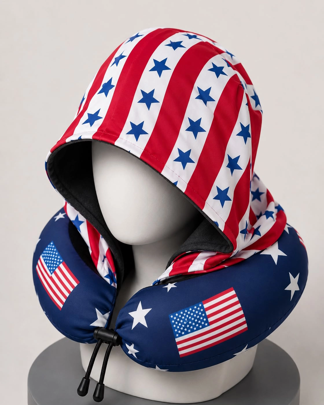USA 1 - Hooded Travel Neck Pillow with Memory Foam