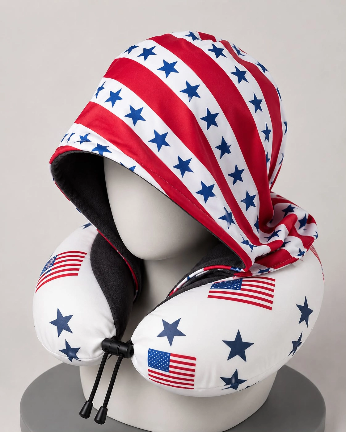 USA 2 - Hooded Travel Neck Pillow with Memory Foam