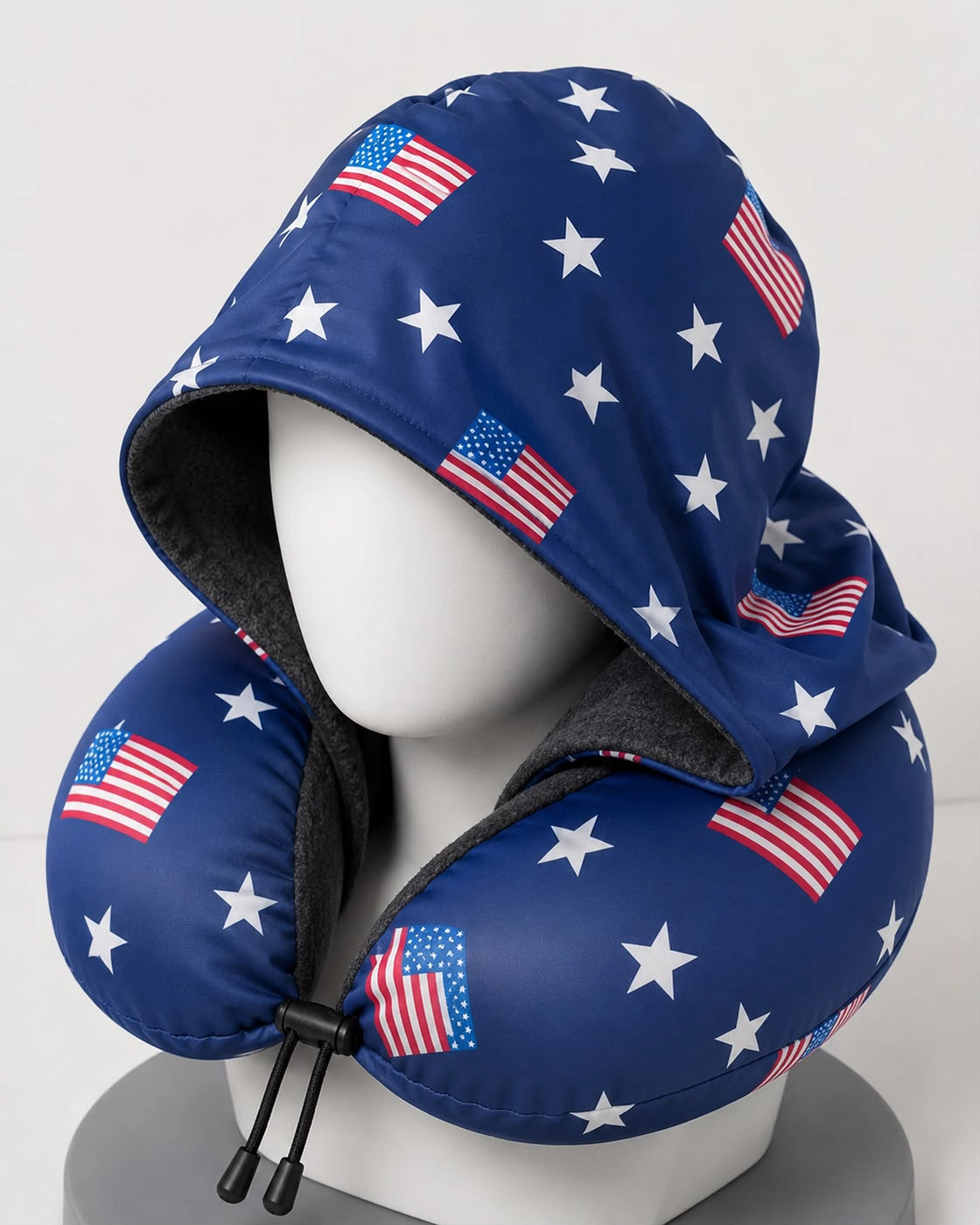 USA 3 - Hooded Travel Neck Pillow with Memory Foam